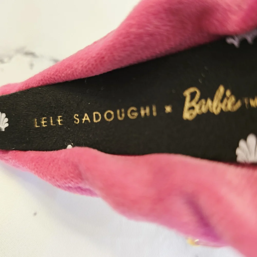 Lele Sadoughi X BARBIE™ PINK CRYSTAL  BUTTON KNOTTED HEADBAND Fuschia